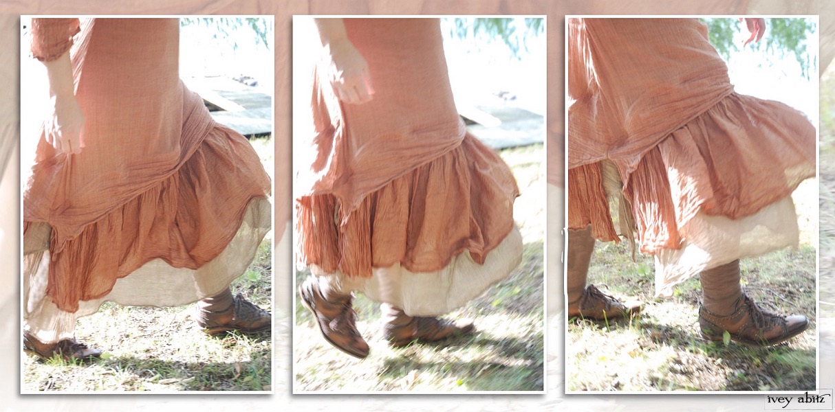 Blanchefleur Dress, high water length, over a Blanchefleur Frock, low water length, in cotton voile.