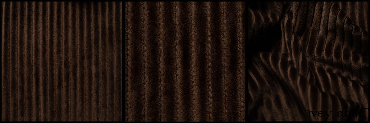Description: If you are looking for a stunning coat for autumn, winter, and spring, this is the weave to choose for your next outdoor Ivey Abitz duster or jacket. It is a cotton velvet that has been woven to suggest the wale of corduroy. Its softness and incredible drape creates a coziness without bulk. When you choose this weave, your coat or jacket will be fully lined in a complementary brown silky herringbone weave. Since we will be meeting, dining, and socially distancing outside for the foreseeable future, it is the ideal time for special and comfortable coats. It is also heirloom quality, so it will be there for your lifetime and for next generations.Content: 100 percent washed cotton. Three season weave.Care: Simply hand wash or put through machine delicate cycle in cold water with a plant based detergent. We suggest using a natural fabric softener to maintain the softness we have washed into it. Tumble dry on extra-low heat with our artisan wool dryer balls to keep the relaxed effect that is featured in the Look Book.