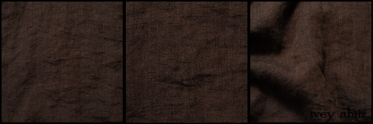 Description: A mix of brown and black hues are cross-woven together to achieve this multi-toned weave. Its ambiguity is its main appeal alongside its softness and relevance for any occasion. Especially for everyday life garments. It is so versatile that it lends itself well to most of our designs. Content: 100 percent washed linen. Four season weave.Care: Simply hand wash or put through machine delicate cycle in cold water with a plant based detergent. We suggest using a natural fabric softener to maintain the softness we have washed into it. Tumble dry on extra-low heat with our artisan wool dryer balls to keep the relaxed effect that is featured in the Look Book.