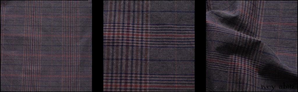 Front Gate Sturdy Plaid Poplin - Description: If we had to choose a weave that embraced the palette of the entire collection, this would be the one. Its base is a lovely, muted grey, and the plaid design brings in the other hues in the collection: Red Door, Blue Slate, Brick, and Gable Green. The weave is ideal for a lightweight spring jacket that can be worn over practically any hue from the collection. It's also soft and lovely for a skirt or pair of trousers. Its incredibly tight weave almost makes it wind and rain resistant, but it's not waxed. It has a smart and snappy look, feel, and sound to it. Because of the tight weave, it it smooth against the skin. We put it through special washings to bring out the smoothness and heighten the comfort of the weave. It's an ideal everyday yarn dyed weave that you'll enjoy for years to come.