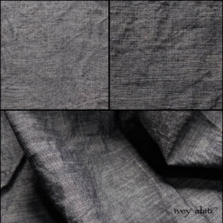 Greyish Denim Blue Washed Cotton Linen Weave
