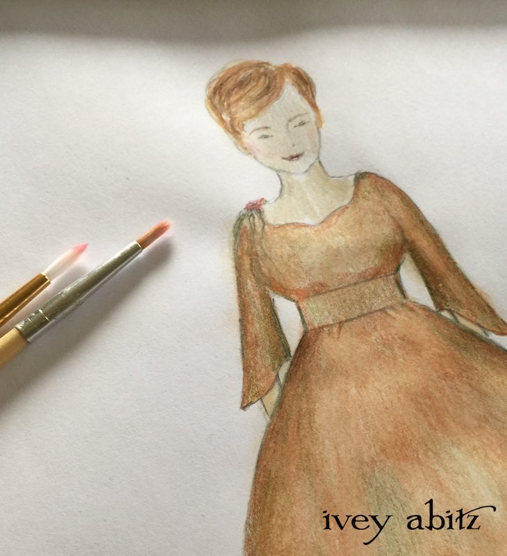 Emmy Awards Dress painting for Carolyn Hennesy, designed by Cynthia Ivey Abitz.