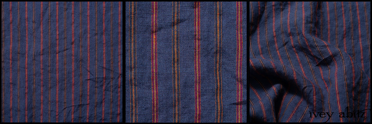 Red striped washed linen fabric