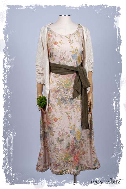 Look 72: Canterbury Cardigan in Gardenia Floral Knit; Montmorency Frock in Watercolour Washed Weave; Fairholme Sash in Flora Netted Lace. Spring Summer 2019