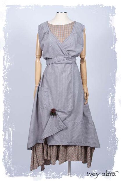 Chomley Frock in Sand and Sky Washed Seersucker-M