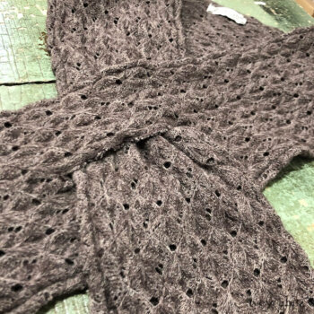 Detailed view of one of the Trail Scarves before heading to its new home.