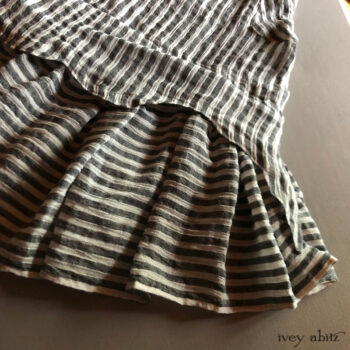 Heraldry Frock in a striped fabric. Featured in a recent look book that is now in several Ivey Abitz wardrobes around the globe. Thank you to everyone that ordered this combination!