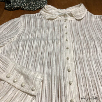 Truitt Shirt Jacket in a variegated stripe weave. Adorned with antique buttons from the early 1900s.