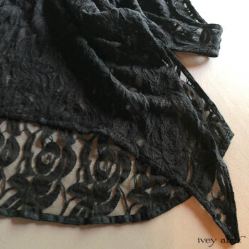 Nook Frock in a black lace knit.