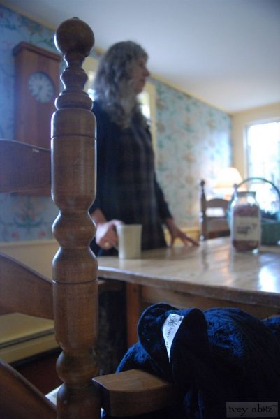 Cindy in the dining room at Saturday Farm's guest house.