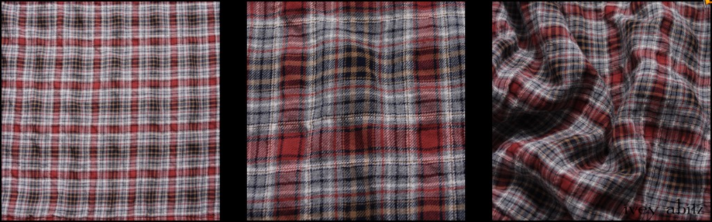 Red Door Wispy Plaid - Description: We love a good plaid. This one has it all. Yarn dyed muted loveliness, puckering in the plaid, softness against the skin. It is very lightweight, yet it's still opaque. An ideal choice for a base layering frock or whimsical everyday shirt.