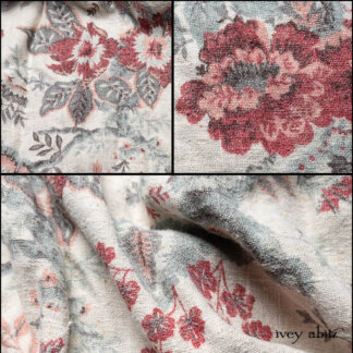 Rose and Grey Garden Sturdy Linen Rare Antique Textile Collection