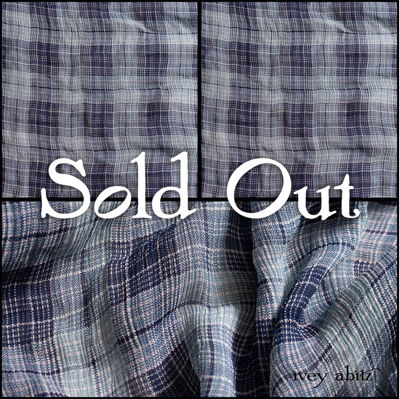 Description: Our Shining Sea Plaid is cheerful and genuinely so. It is a breath of fresh air. Its plaid motif is a nod to all of the windowpanes in historic Cape Cod cottages, as well as the repetition of the cedar shingles. Because of the texture in the crinkled effect, this lovely silk fabric has a bit of give to it. It is not as crinkled as our other silk chiffons, so we do recommend ordering your normal IA size or even go up a size for a fluid and relaxed drape. Content: 100 percent silk, woven in Italy. All season weave. Care: Simply hand wash or put through machine delicate cycle in cold water with a plant based detergent. We suggest using a natural fabric softener to maintain the softness we have washed into it. Tumble dry on extra-low heat with our artisan wool dryer balls to keep the relaxed effect that is featured in the Look Book. You can easily change the drape and fit by spritzing the weave with water and reshaping the silk chiffon. It is very forgiving and wonderful.
