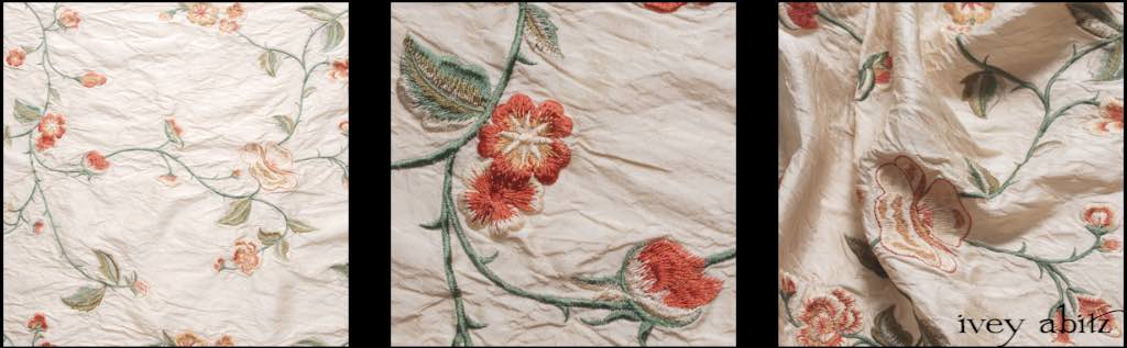 Shore Flower Cream Embroidered Washed Silk