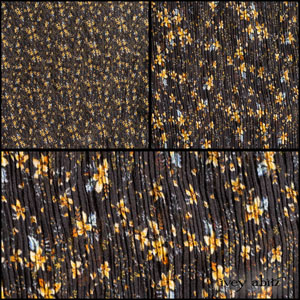 Description: This is a floral take on Cape Cod's palette and infinite beauty. A splash of yellow is necessary for an undeniable hue of happiness. It is contrasted with a calming blue and stunning black background. The muted vine-like spatter motif is a nod to the classic spatter paint floors that are ubiquitous in historic Cape Cod homes. Because of the texture in the crinkled effect, this lovely silk fabric has a bit of give to it. It will give you some leeway in terms of fit, and garment measurements are approximate because of it. If you'd like your layering frock to hug your body (as opposed to a more relaxed drape) consider ordering one size down from your normal size. Otherwise, embrace the relaxed drape to ensure stress is not placed on seams and order in your normal IA size. Order a size up for a truly ethereal and relaxed drape. Content: 100 percent silk, woven in Italy. All season weave. Care: Simply hand wash or put through machine delicate cycle in cold water with a plant based detergent. We suggest using a natural fabric softener to maintain the softness we have washed into it. Tumble dry on extra-low heat with our artisan wool dryer balls to keep the relaxed effect that is featured in the Look Book. You can easily change the drape and fit by spritzing the weave with water and reshaping the silk chiffon. It is very forgiving and wonderful.
