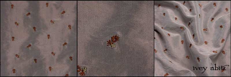 Taupe Rose Embroidered Washed Silk