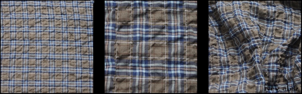 Veranda Blue Lawn Wispy Plaid - Description: We love a good plaid. This one has it all. Yarn dyed muted loveliness, puckering in the plaid, softness against the skin. It is very lightweight, yet it's still opaque. An ideal choice for a base layering frock or whimsical everyday shirt.